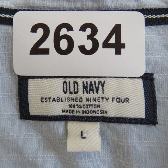 Old Navy* Men's Short Sleeve Button Down Curved Hem Checkered Shirt~ Size Large - Picture 3 of 11